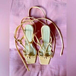 Beige Lace Up Sandals
